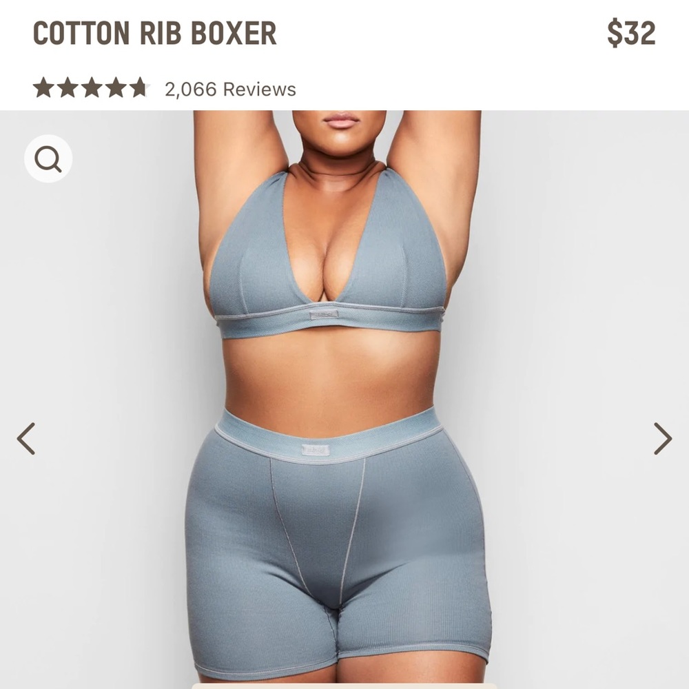Skims Cotton Rib Boxer in Kyanite Blue